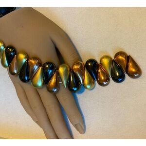 Vintage Yves Saint Laurent Tri-Color Metal Bracelet